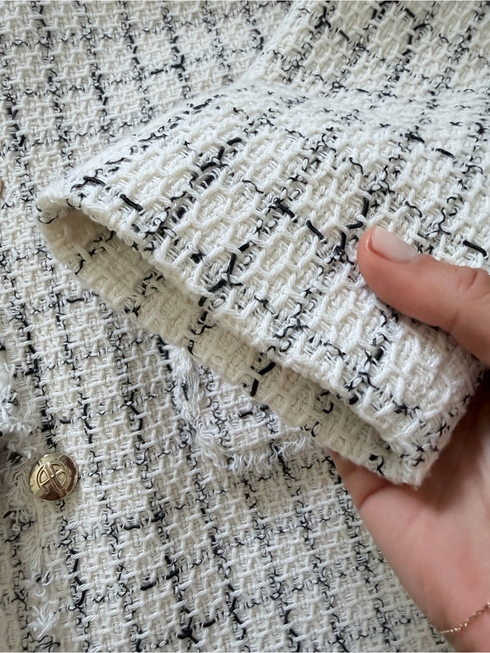 Anine Bing Cream and Black Tweed Button Jacket - Picture 4 of 7